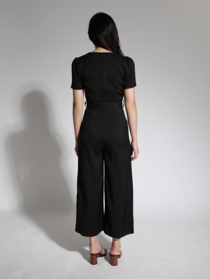 Round Neck Split Jumpsuit With Belt 21479