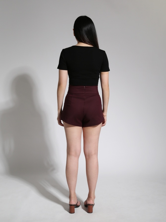 High Waist With Lace Side Pocket Short Pants 21493