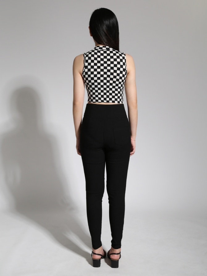 High Waist Decorative Belt Chain Long Pants 21556