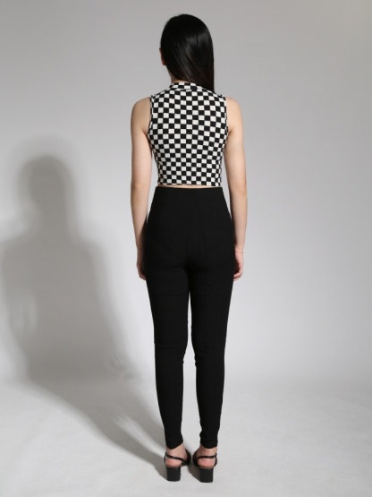 High Waist Decorative Belt Chain Long Pants 21556