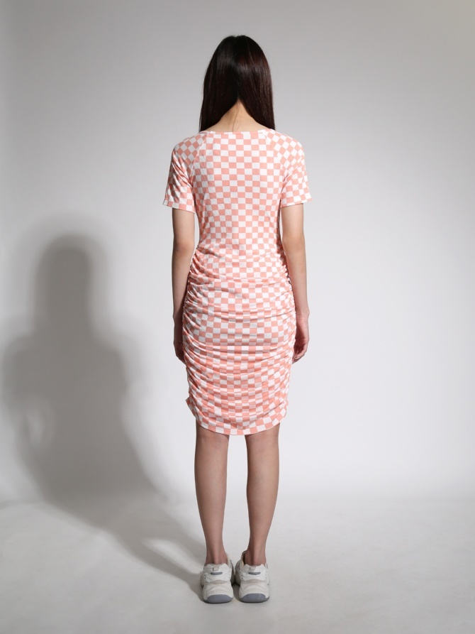 Square Neck Side Pleated Dress 21579