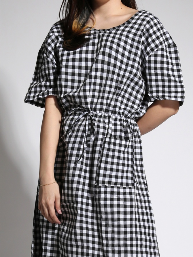 V Neck Checker Dress 21637
