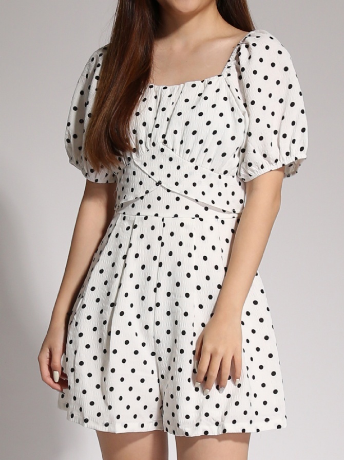 Square Neck Polka Dot Jumpsuit 20713