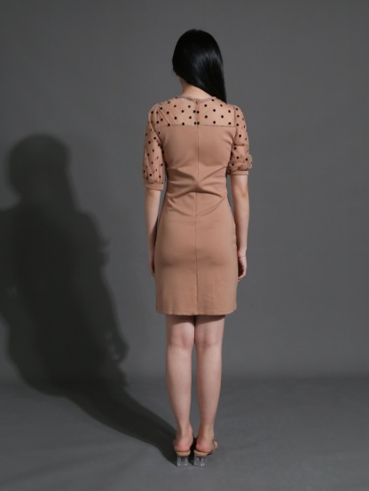 Polka Dot net Neckline Dress 25914
