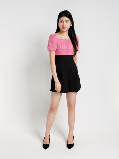 Two Tone Puff Sleeve Jumpsuit 20373