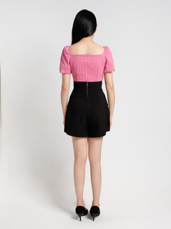 Two Tone Puff Sleeve Jumpsuit 20373