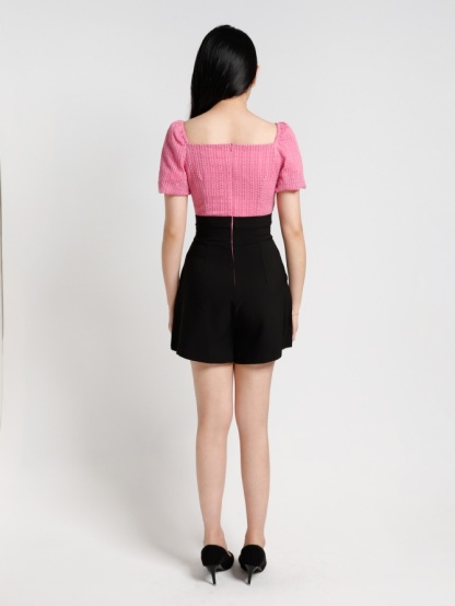 Two Tone Puff Sleeve Jumpsuit 20373