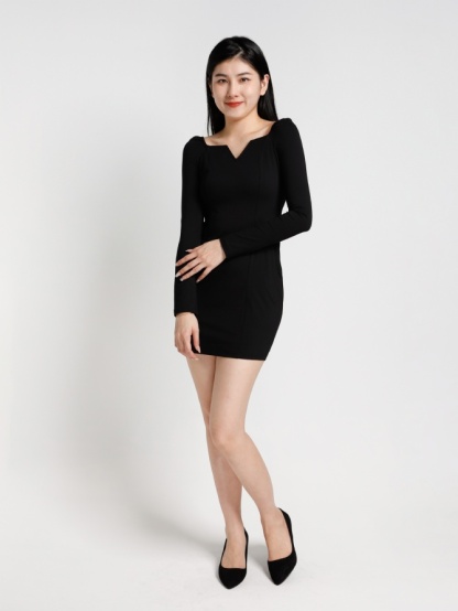 Sweetheart Neckline Long Sleeve Dress 20683