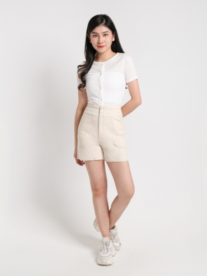 High Waist With Breasted Button Short Pants 20048
