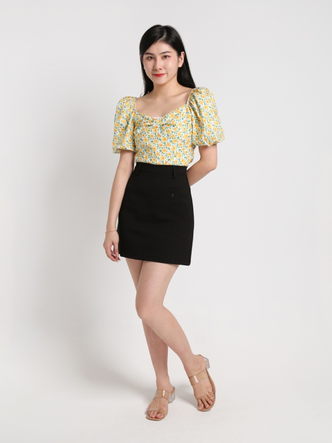 Floral Puff Sleeve Top 19586