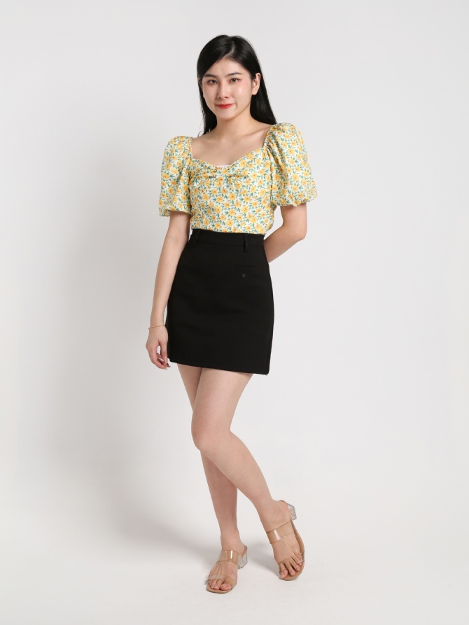 Floral Puff Sleeve Top 19586
