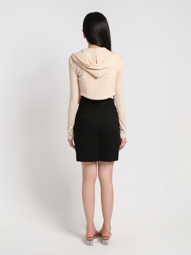 Knitted Front Zip With Cap Top 19324