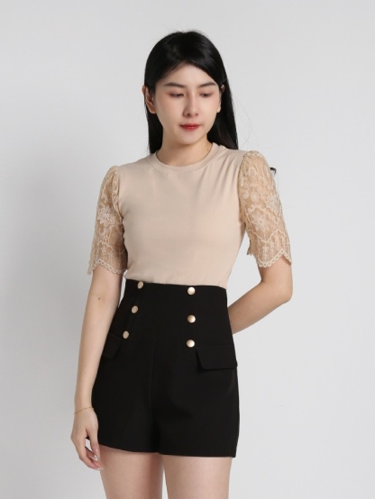High Waist Two Side Button Short Pants 18341