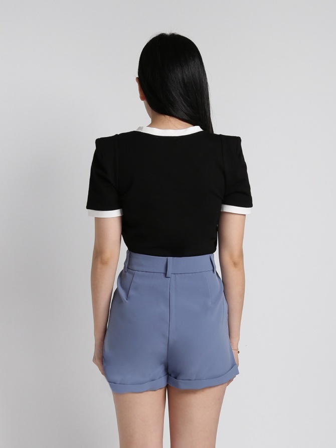 V Neck Two Tone Top 18462