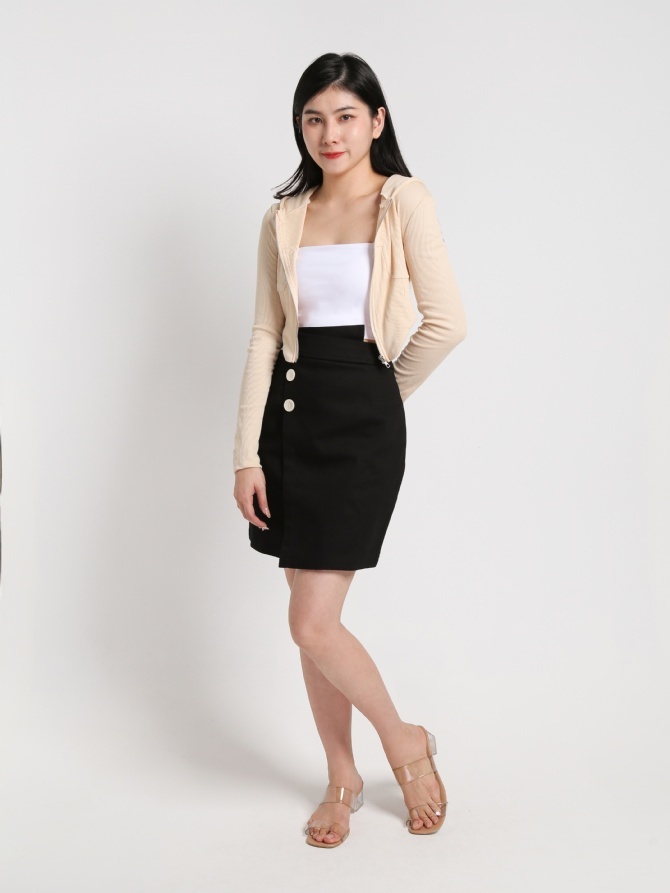 Knitted Front Zip With Cap Top 19324