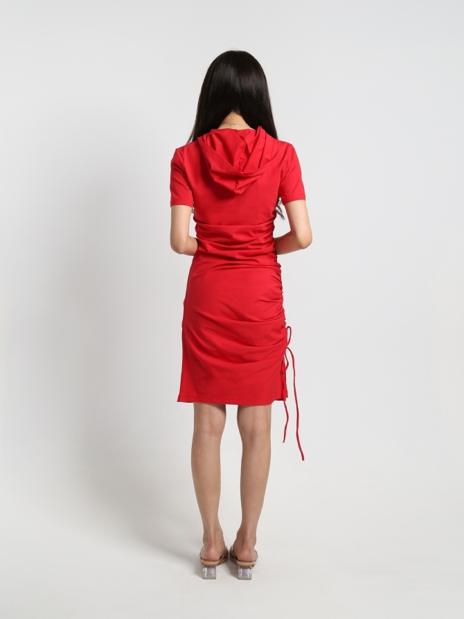 Side Drawstring With Cap Dress 19450
