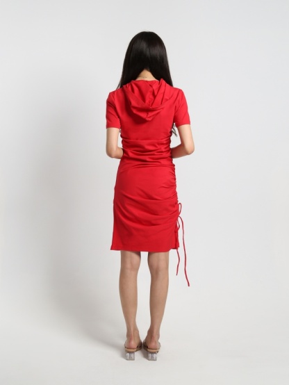 Side Drawstring With Cap Dress 19450
