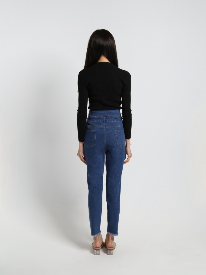 Denim High Waist Long Pants 19213
