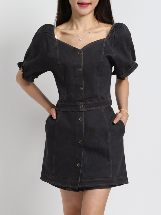 Denim Front Button Set 18722