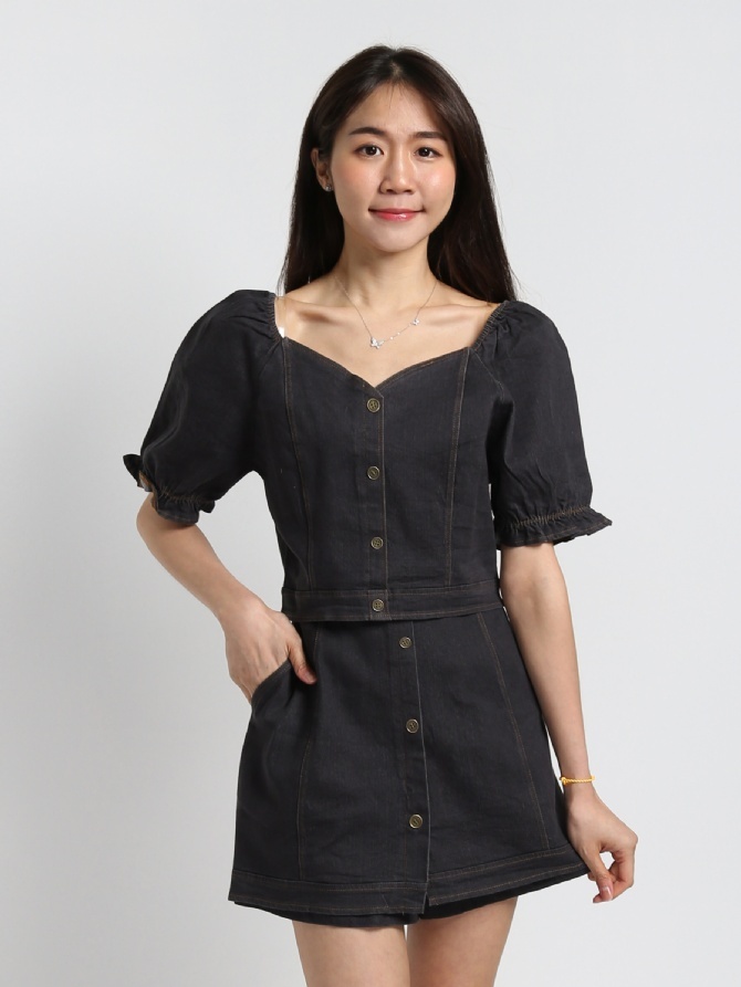 Denim Front Button Set 18722
