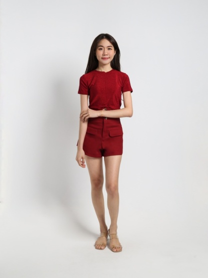 High Waist Decorative Pocket Short Pants 19124