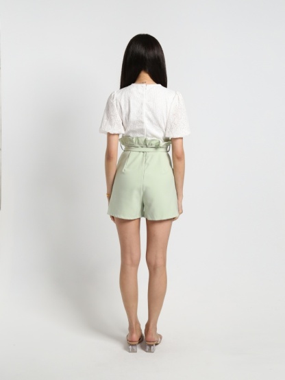 Puff Sleeve Lace V Neck Jumpsuit 19099