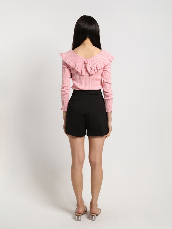 High Waist Side Decorative Belt Short Pants 19650