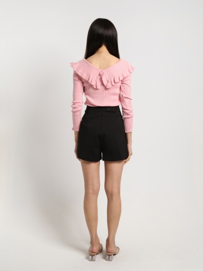 High Waist Side Decorative Belt Short Pants 19650