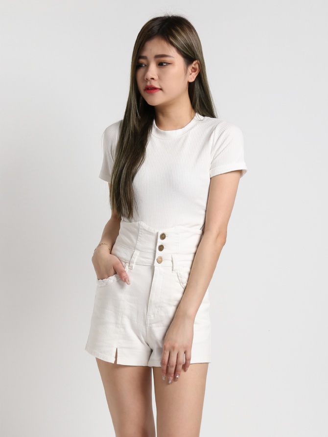 Side Zip Basic Plain Top 16935