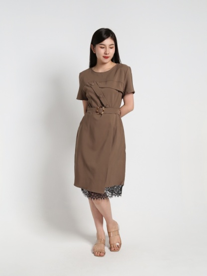 Decorative Button With Bottom Detailed Lace Dress 16525