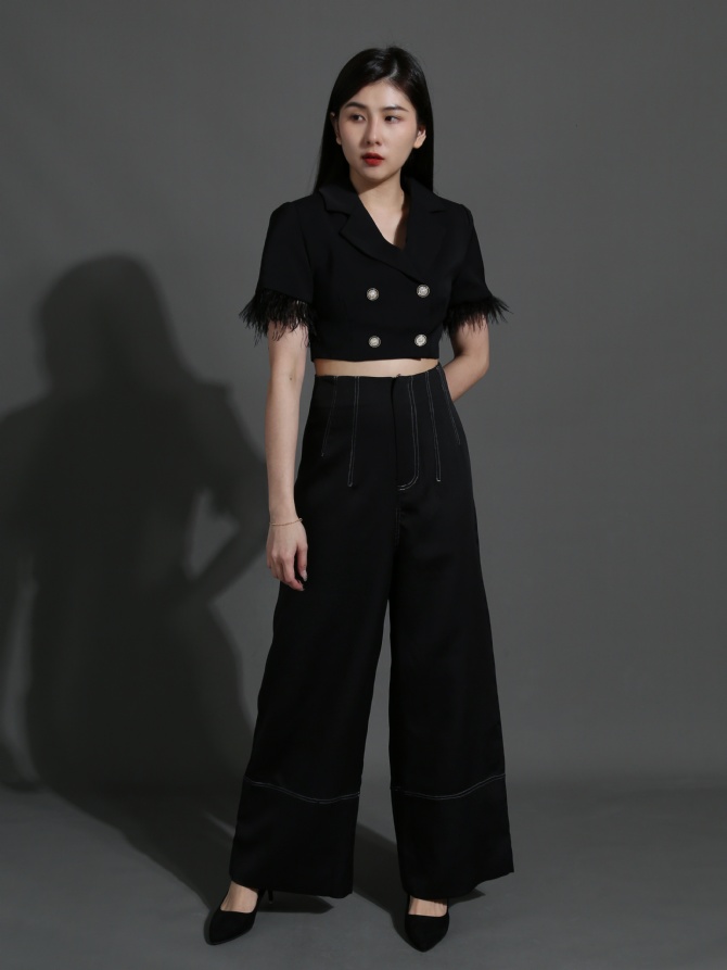 High Waist Suit Long Pants 25080