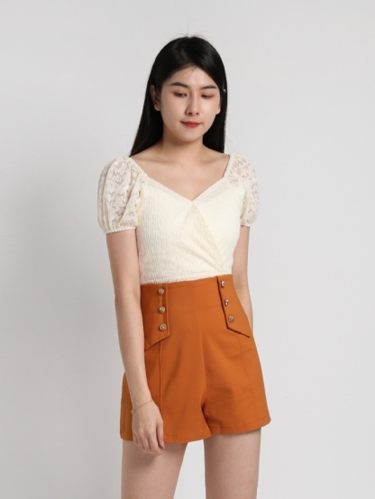 Off Shoulder Floral Pattern Puff Sleeve Top 18079