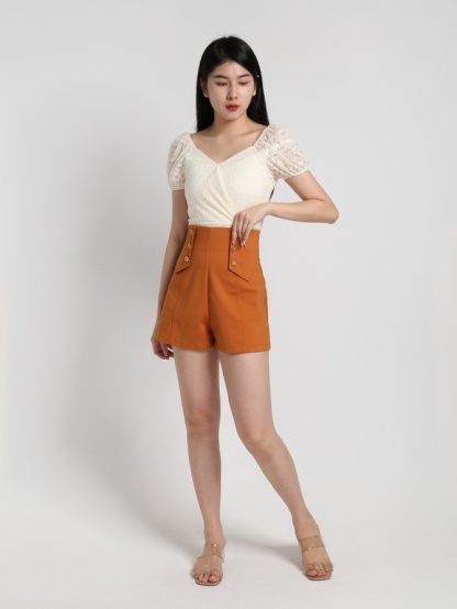 Off Shoulder Floral Pattern Puff Sleeve Top 18079