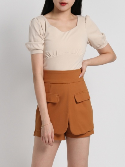 High Waist Layered Short Pants 18187