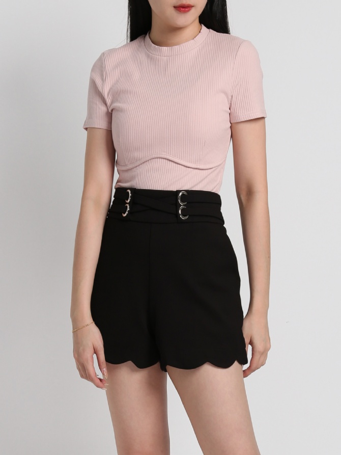 Plain Short Sleeve Top 18096