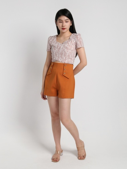 High Waist Fake Button Short Pants 18284