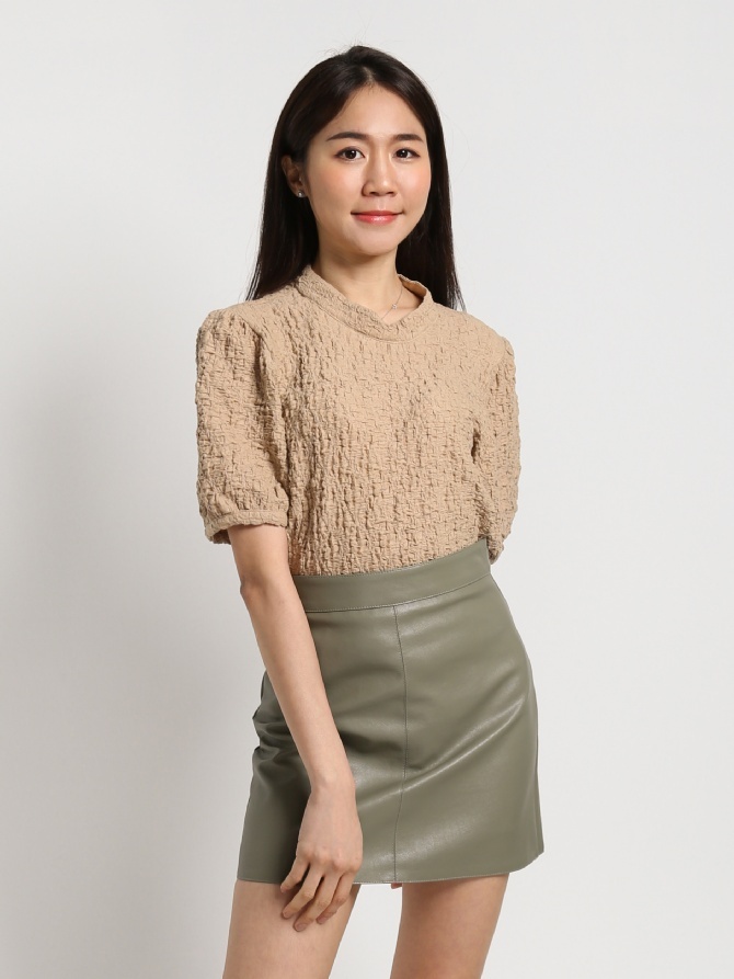 Pleated Short Sleeve Top 15526