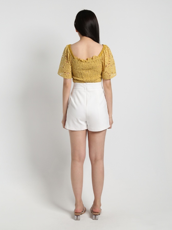 Lace Off Shoulder Pleated Top 17017