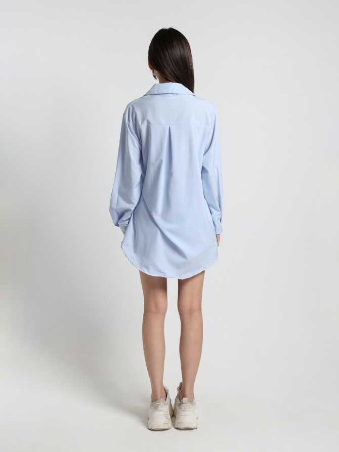 Long Sleeve Collar With Side Tie Up Dress 16492