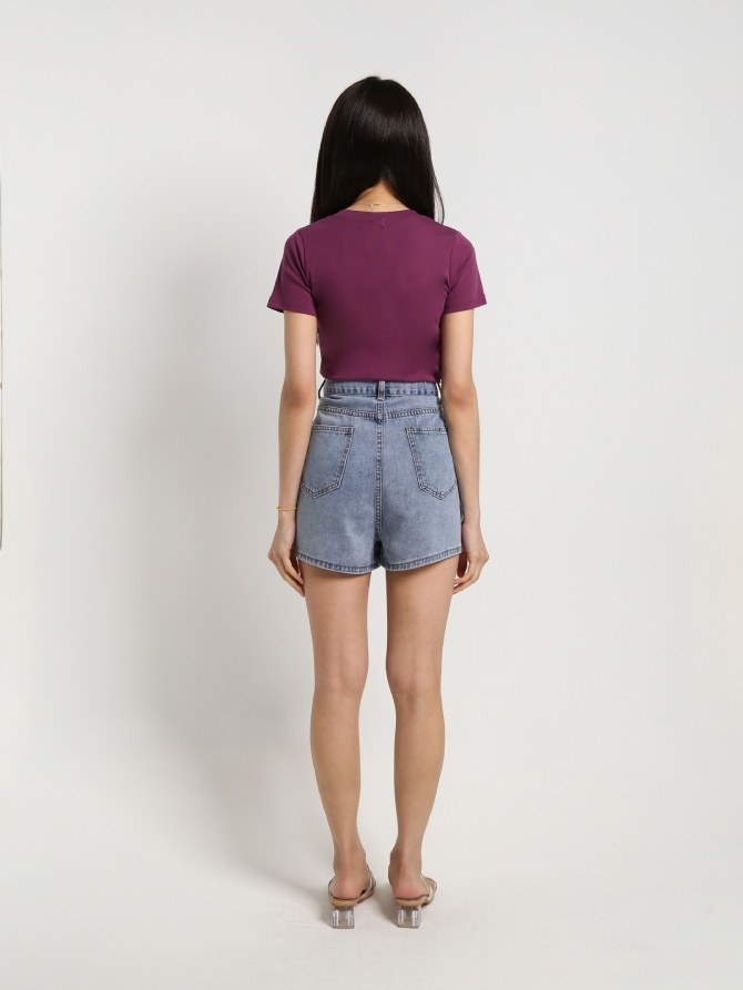 Breasted Button Denim Short Skirt 22946