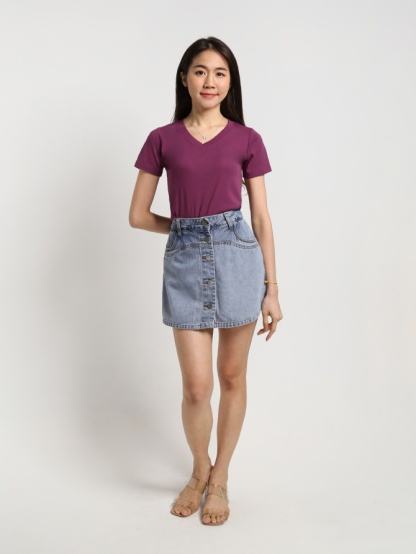 Breasted Button Denim Short Skirt 22946