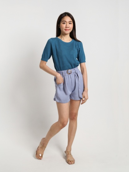 High Waist Waist Stretchable With Belt Short Pants 21797