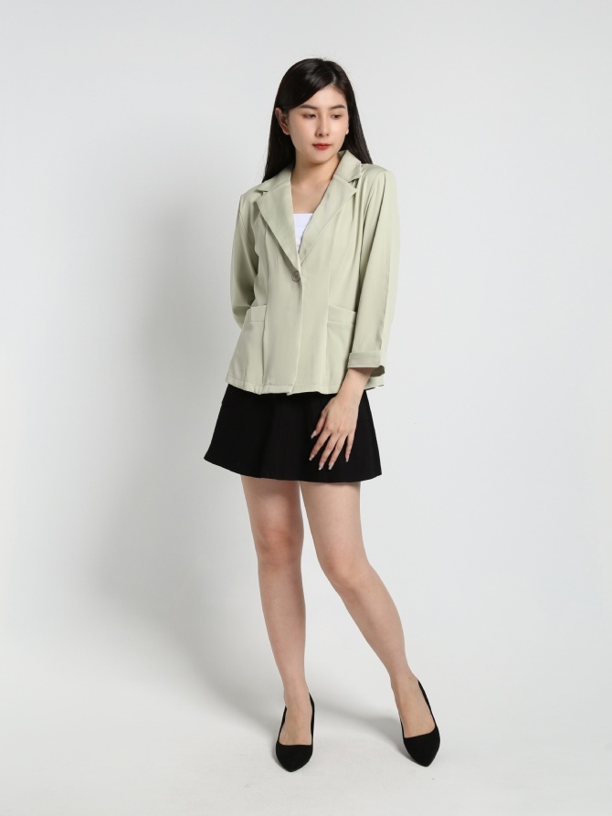Collar Front Button And Pocket Blazer 20206