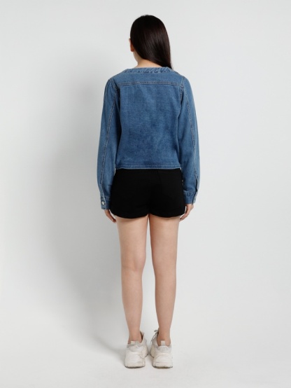 High Waist Denim Two Side Tie Up Short Pants 20035