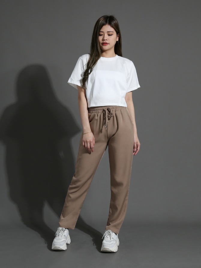 Waist Stretchable Side Pocket Long Pants 26278