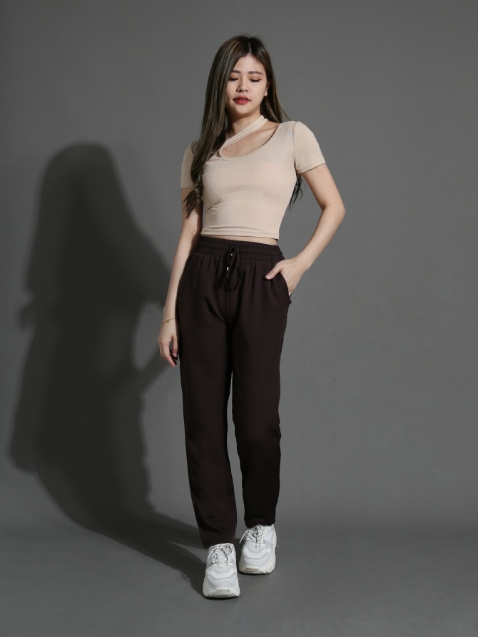 Waist Stretchable Side Pocket Long Pants 26278