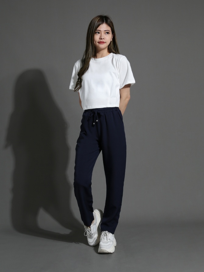 Waist Stretchable Side Pocket Long Pants 26278