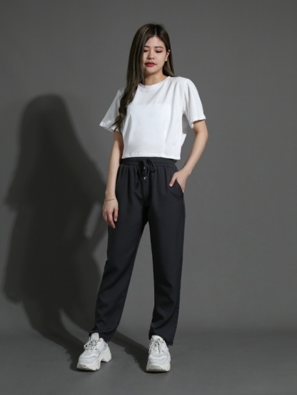Waist Stretchable Side Pocket Long Pants 26278