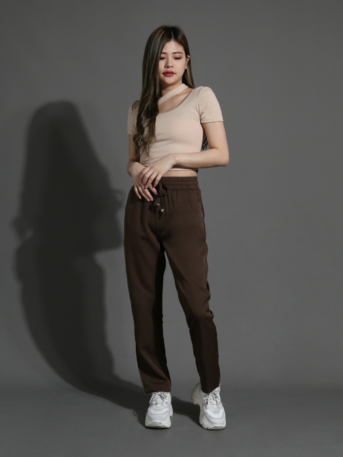 Waist Stretchable Side Pocket Long Pants 26278
