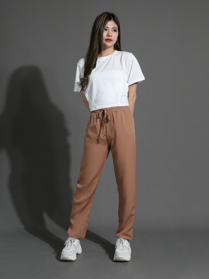 Waist Stretchable Side Pocket Long Pants 26278